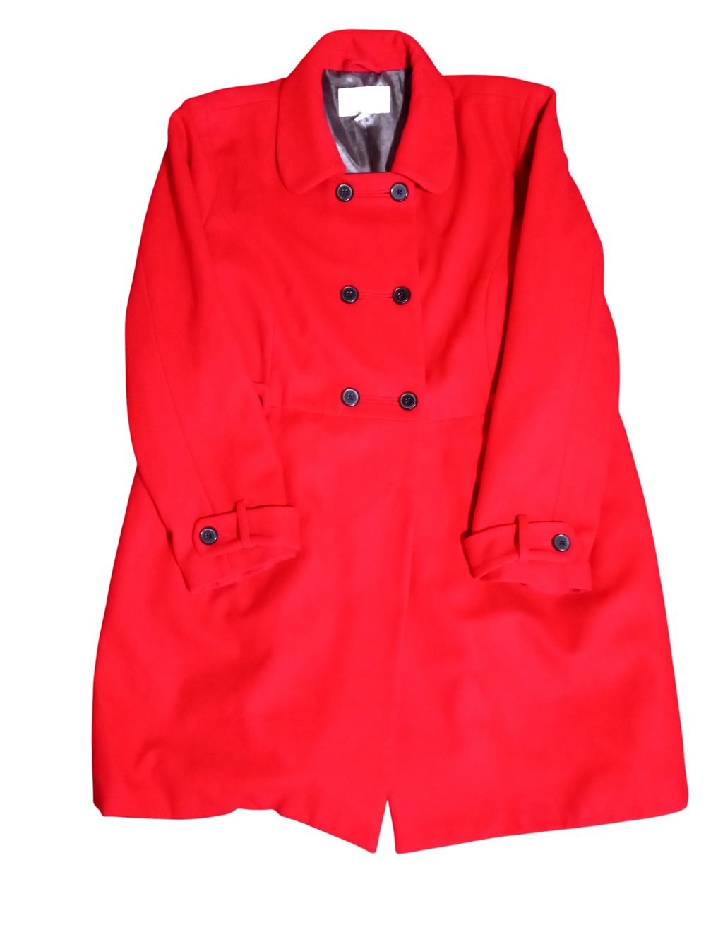 Old Navy Pea Coat Womens 2XL Red Wool Mid Length Button Strap Lined Winter